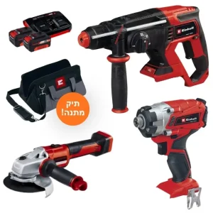 סט 18V בראשלס פטישון+אימפקט+משחזת 5"+מטען וזוג סוללות 4AH+תיק MOROOCO שנתיים אחריות יבואן רשמי